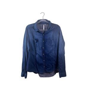 Lauren Conrad Denim Long Sleeve Button Down Top Size XL